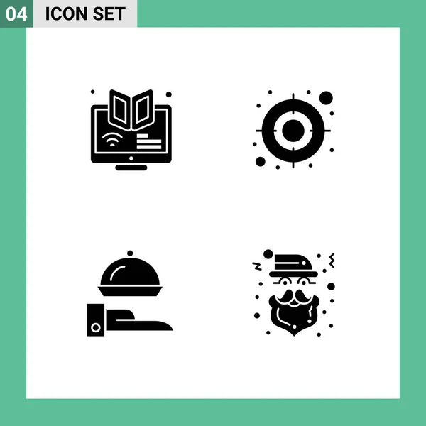 Universal Solid Glyphs Set Web Mobile Applications Elearning Food Webinar — Stockový vektor