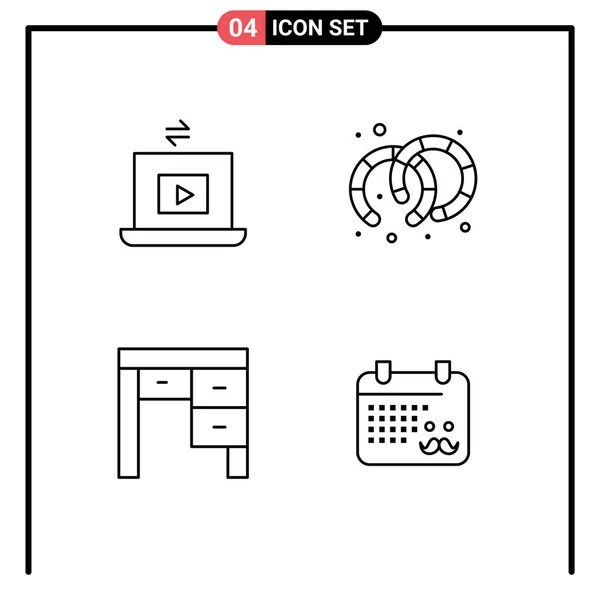 Universal Icon Symbols Group Modern Filledline Flat Colors Laptop Furniture — Stock Vector