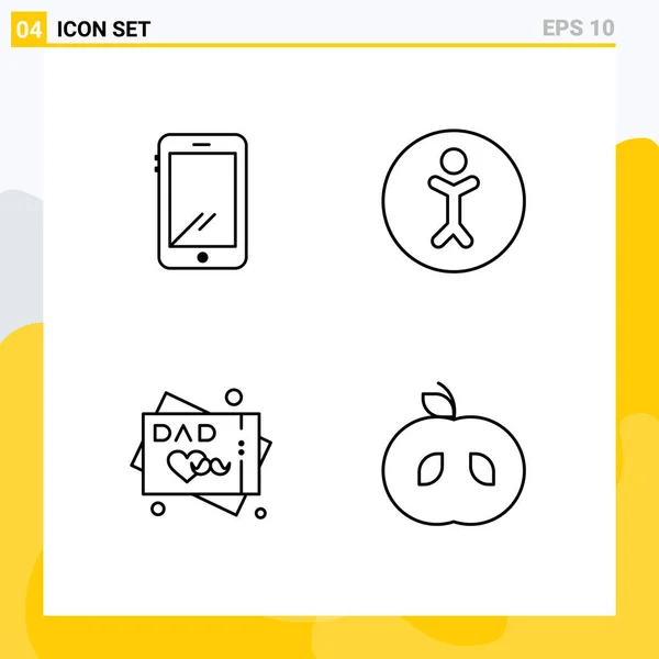 User Interface Line Pack Modern Signs Symbols Phone Greeting Card — Vetor de Stock