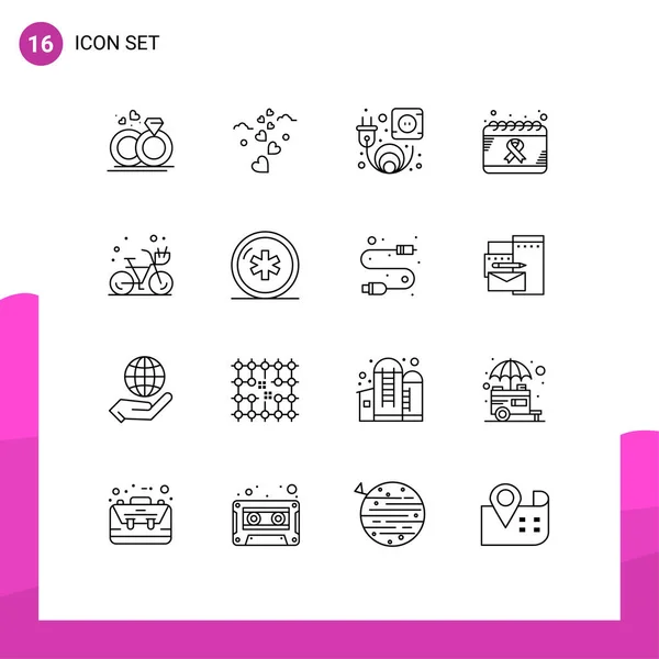 Stock Vector Icon Pack Line Signs Symbols Cycle World Electric — Stock Vector
