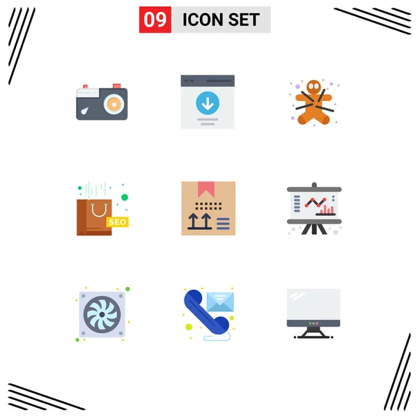 Interface Usuário Flat Color Pack Modern Signs Symbols Box Seo — Vetor de Stock