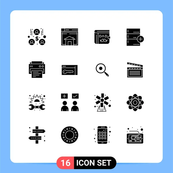 Universal Icon Symbols Group Modern Solid Glyphs Database Base Website — Stockový vektor