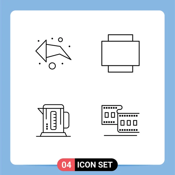 Set Modern Icons Symbols Signs Arrow Camera Layout Coffee Film — Stock Vector