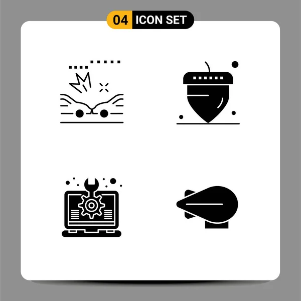 Mobile Interface Solid Gyph Set Pictograms Car Setting Acorn Creative — Archivo Imágenes Vectoriales