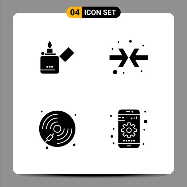 Stock Vector Icon Pack Líneas Signos Símbolos Para Fuego Música — Vector de stock