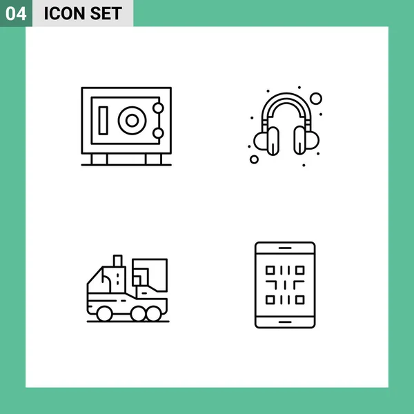 상업용 보증금 헤드셋 Editable Vector Design Elements — 스톡 벡터