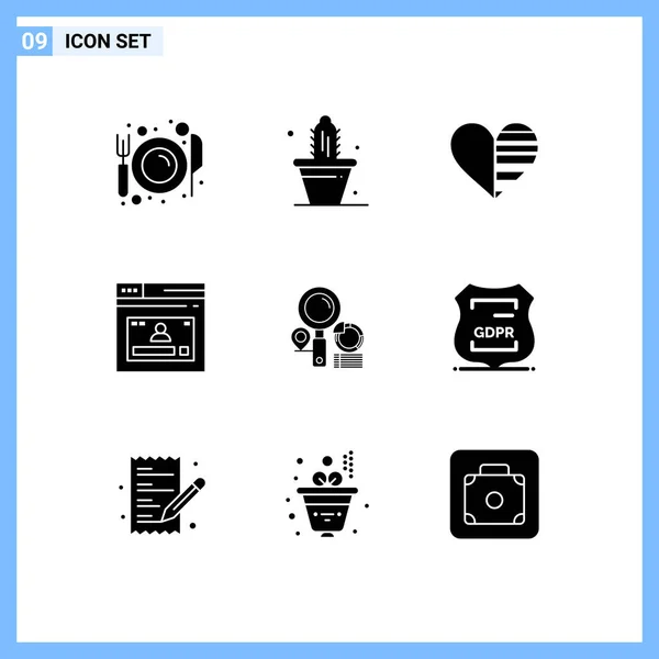 Mobile Interface Solid Glyph Set Pictograms Website Page Spring Internet — Stock Vector