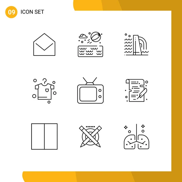 Pictogram Set Simple Outlines School Construction Television Drying Editable Vector — Stock Vector