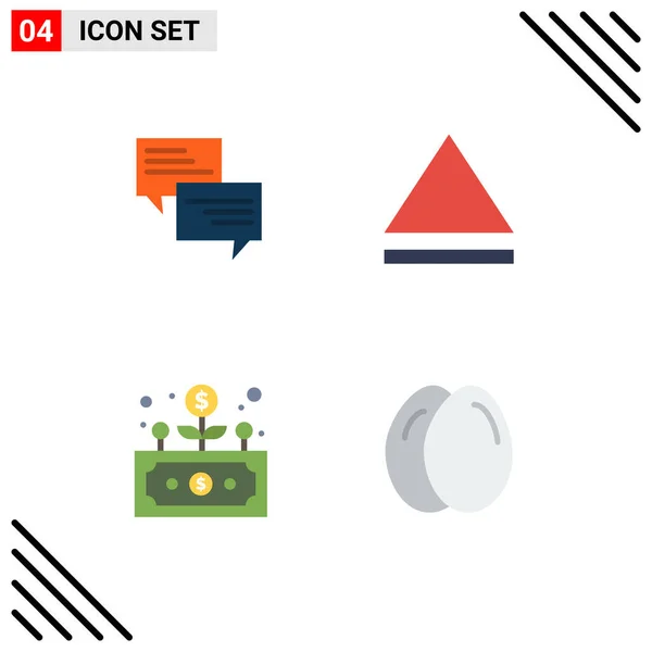 Group Modern Flat Icons Set Sms Grow Bubble Business Egg — Stock Vector