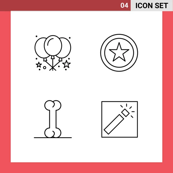 Set Icone Moderne Simboli Segni Palloncino Fotografia Favorito Cibo Elementi — Vettoriale Stock