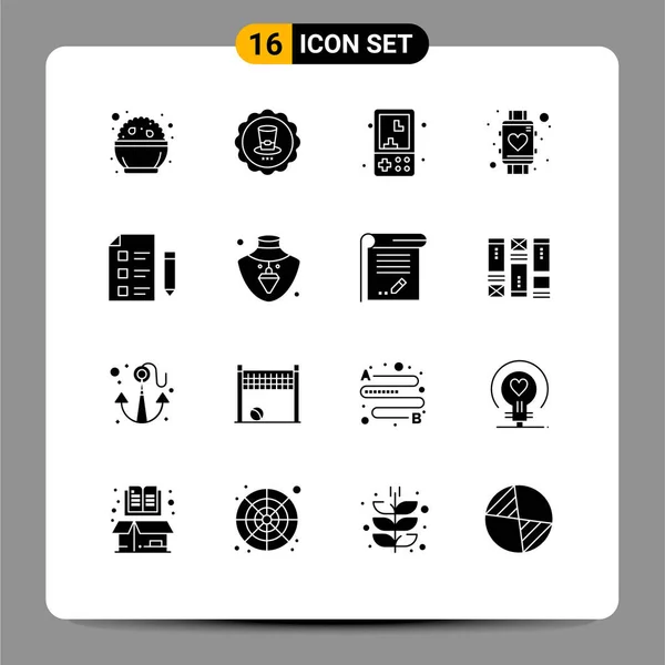 Universal Solid Glyphs Set Para Web Aplicações Móveis Relógio Inteligente —  Vetores de Stock