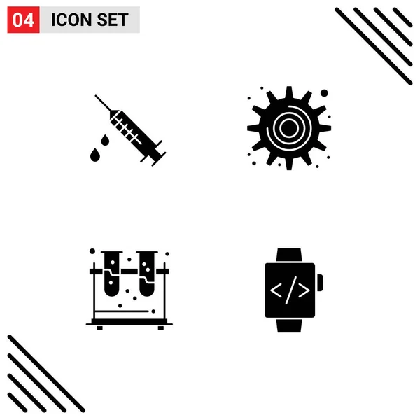Set Commercial Solid Glyphs Pack Dope Experiment Drug Settings Tubes — Stock Vector