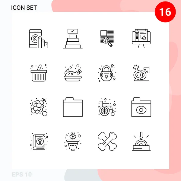 Mobile Interface Outline Set Pictograms Shopping Cart Line Layout Graphic — Archivo Imágenes Vectoriales