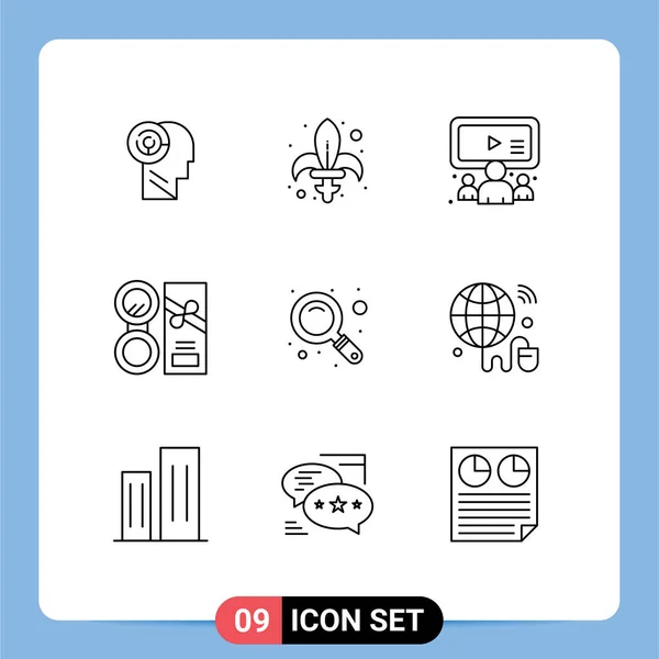 Stock Vector Icon Pack Mit Zeilenzeichen Und Symbolen Für Puder — Stockvektor