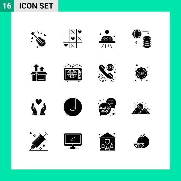 Set Van Moderne Pictogrammen Symbolen Tekenen Voor Prestaties Beheer Astronomie — Stockvector