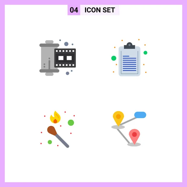 Creative Icons Modern Signs Sysymbols Cinema Match Reel Note Gps — Vector de stock