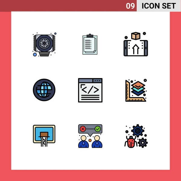 Universal Icon Symbols Group Modern Filledline Colori Piatti Codifica Internet — Vettoriale Stock