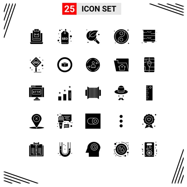 Stock Vector Icon Pack Mit Zeilenzeichen Und Symbolen Für Schrank — Stockvektor