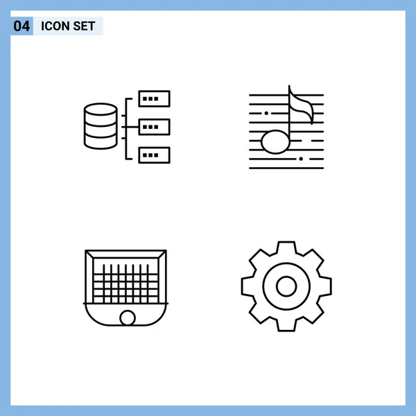 Stock Vector Icon Pack Mit Linienzeichen Und Symbolen Für Daten — Stockvektor
