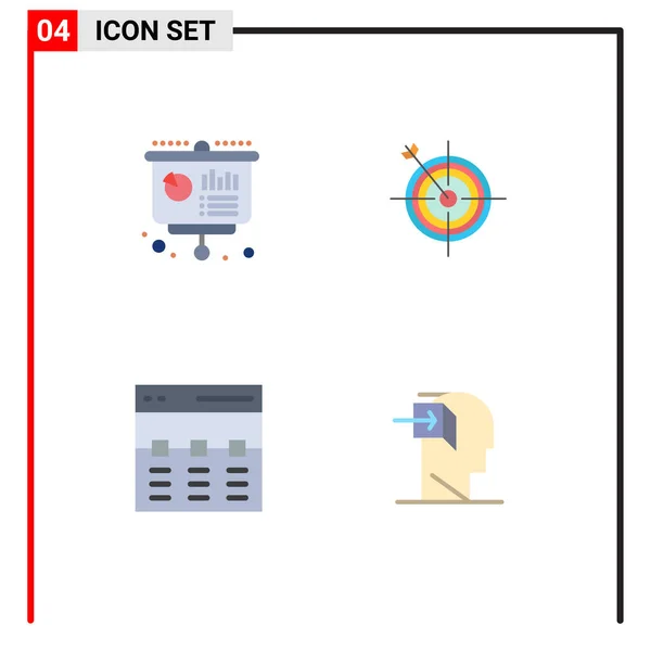 Set Commercial Flat Icons Pack Business Target Financial Board Header — Stock Vector