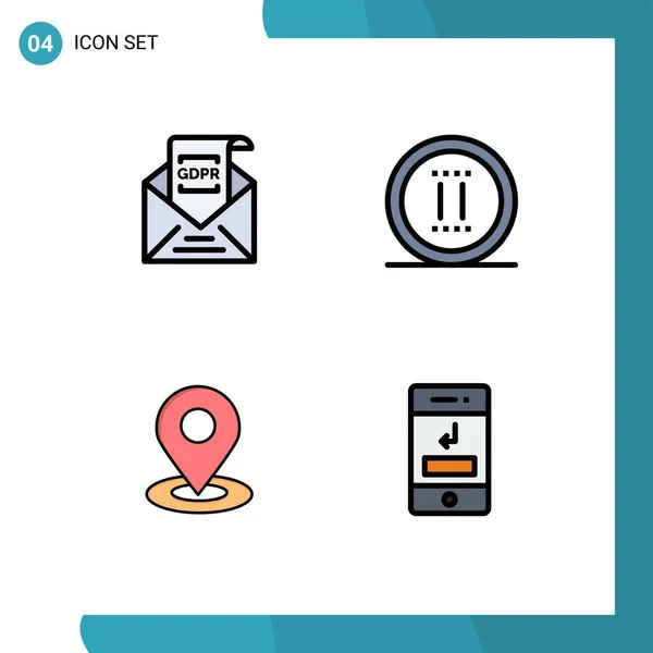 Set Modern Icons Sysymbols Signs Commission Location Gdpr Office Pin — Vector de stock