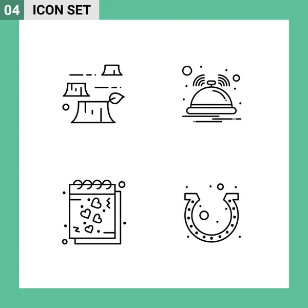 Mobile Interface Line Set Pictograms Damage Heart Environment Notification Notes — Stock Vector