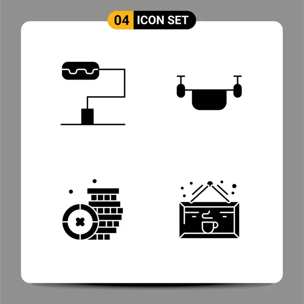 Stock Vector Icon Pack Mit Linienzeichen Und Symbolen Für Farbroller — Stockvektor