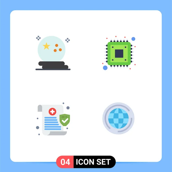 Set Commercial Flat Icons Pack Bat Medical Night Cpu Privacy —  Vetores de Stock
