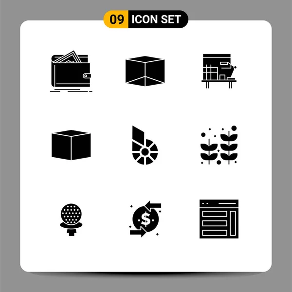 Group Modern Solid Glyphs Set Crypto Currency Coin Desk Bitshares — Stock Vector