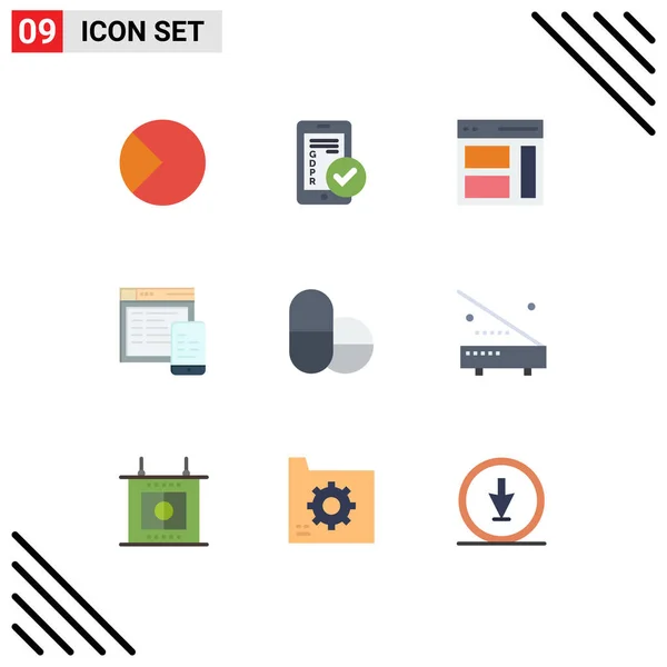 Modern Set Flat Colors Pictograph Website Sensitive Security User Right — 스톡 벡터