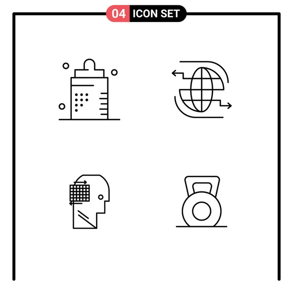 Set Modern Icons Sysymbols Signs Baby Arrow Fitness Globe Think — Vector de stock
