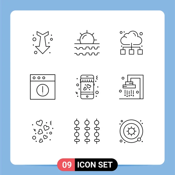 Icônes Créatives Signes Modernes Symboles Amour Mac Vacances App Internet — Image vectorielle