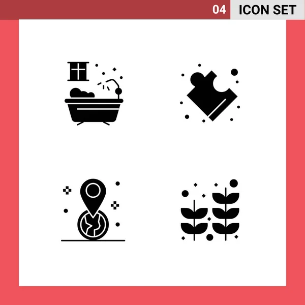 Universal Solid Glyph Signs Symbols Bathroom Pin Complex Geolocation Palm — Stock Vector