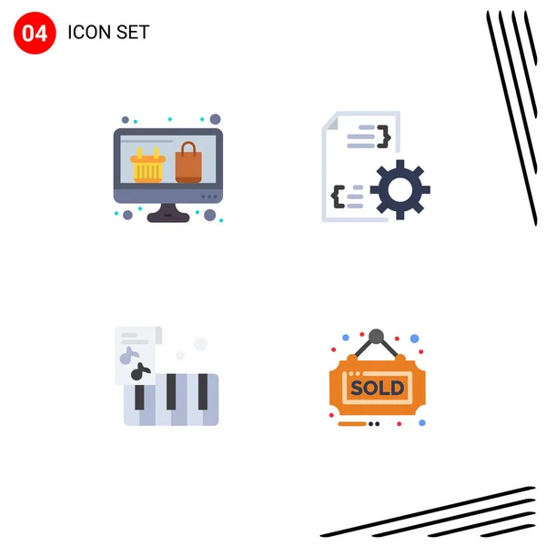 Thematic Vector Flat Icons Editable Symbols Computer Instrument Online Shopping — Stock Vector