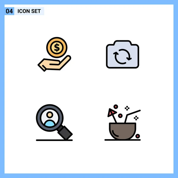 Set Modern Icons Symbols Signs Ecommerce Research Dollar Basic Coconut — 스톡 벡터