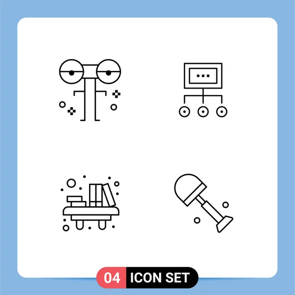 Ensemble Couleurs Plates Vectorielles Filledline Sur Grille Pour Grand Gestion — Image vectorielle