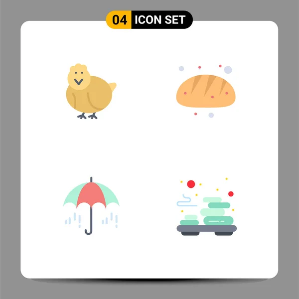 Universal Flat Icons Set Web Mobile Applications Chicken Rain Happy — Stock Vector