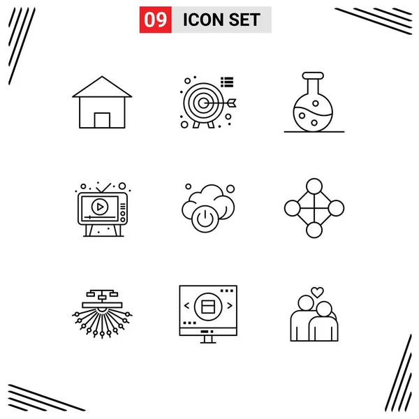Creative Icons Modern Signs Symbols Cloud Play Focus Media Editable — Stock Vector