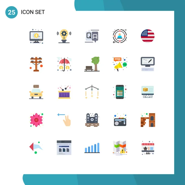 Pictogram Set Simple Flat Colors American People Chat Network Link — Stock Vector