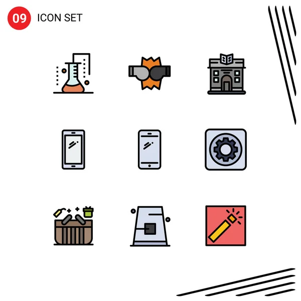 Vector Stock Icon Pack Líneas Signos Símbolos Para Mecánicos Iphone — Vector de stock