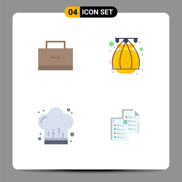 Flat Icon Pack Mit Universellen Symbolen Für Tasche Küche Schultasche — Stockvektor