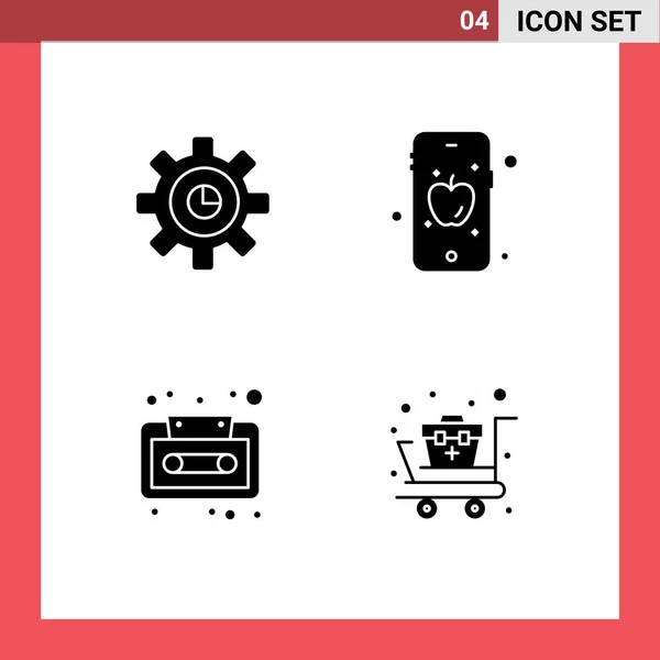 Creative Icons Modern Signs Symbols Graph Cassette Setting Education First — Stock Vector