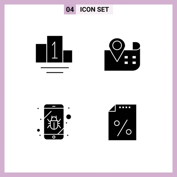 Set Van Moderne Pictogrammen Symbolen Voor Podium Document Navigatie Mobiel — Stockvector