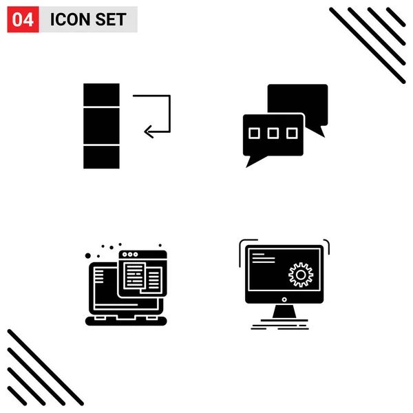 Grupo Modernos Conjuntos Glifos Sólidos Para Columna Web Chat Tecnología — Vector de stock
