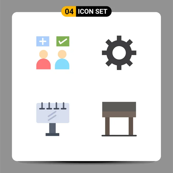 Set Von Vector Flat Icons Grid Für Antworten Zeichen Häkchen — Stockvektor