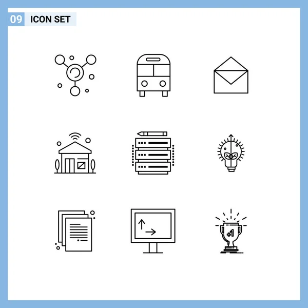 Mobile Interface Outline Set Pictograms Edit Iot Email Internet Things — Stock Vector
