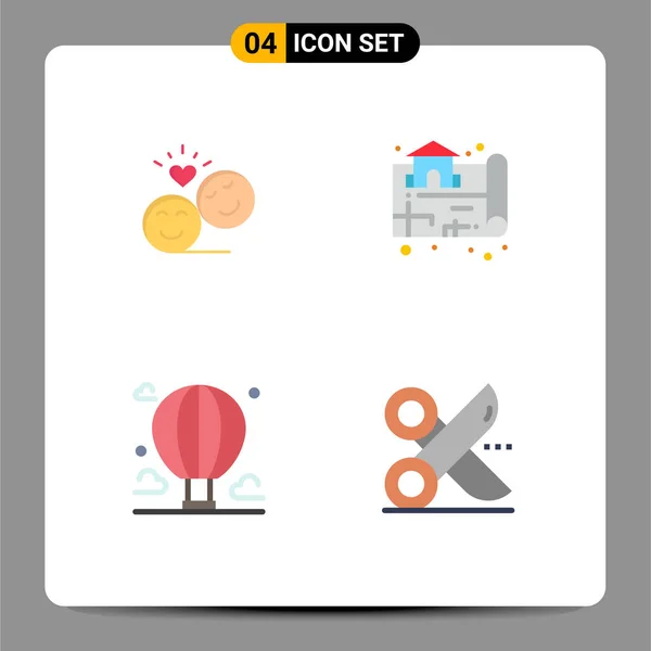 Benutzeroberfläche Pack Mit Einfachen Flachen Symbolen Für Paare Abenteuer Emojis — Stockvektor