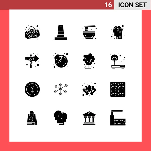 Set Commercial Solid Glyphs Pack Choice Lotus Culture Human Harmony — Vector de stock