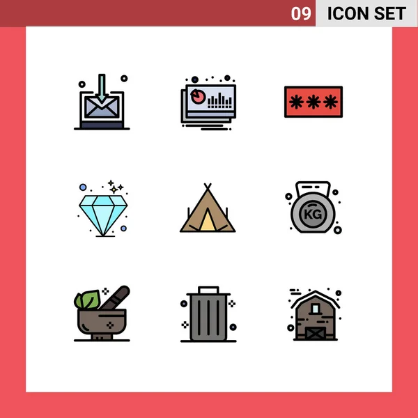 Pictogram Set Simple Filledline Flat Barvy Stanu Investice Kód Drahokam — Stockový vektor