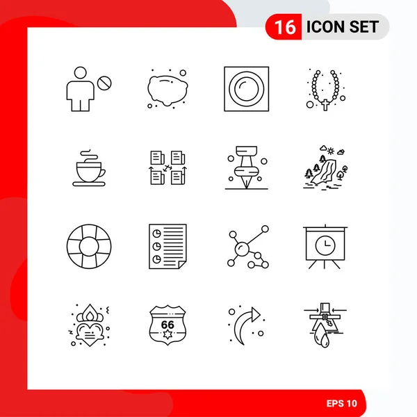Mobile Interface Outline Set Pictograms Hot Jewelry Interior Cross Necklace — Vector de stock
